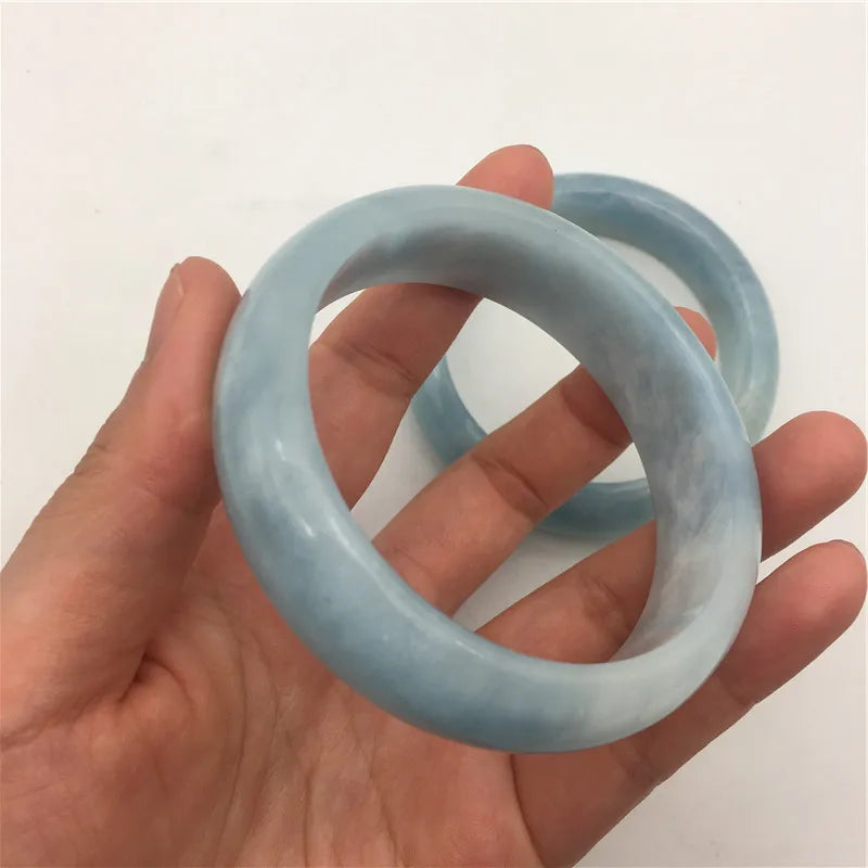 Natural Aquamarine Quartz Crystal Bracelet Bangle Handmade Crafted Souvenir Jewelry