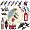 UK Travel Keychains Custom PVC London Icons Including Red Bus Big Ben British Telephone Booth Charms Souvenirs Gift Keychain