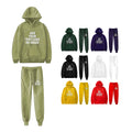 Heavyweight Solid Terry Sublimation Pullover Unisex Cotton Sweatpants and Hoodie Set for Men Autumn Anti-Pilling 300g