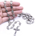 Risingmoon Vintage Silver Alloy Rosary Benedictine Beads Prayer Christian Church Necklace