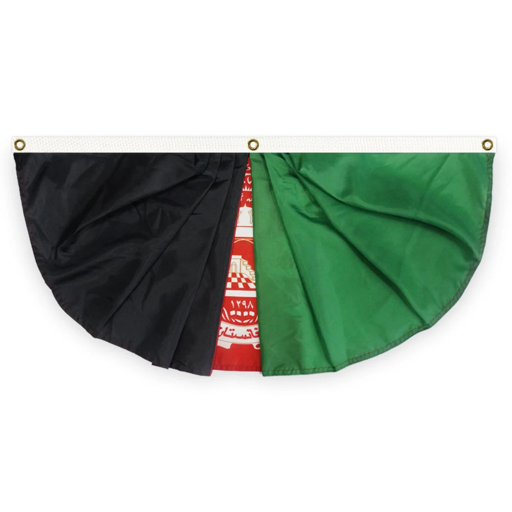 2022 New National Flag Half Fan Banner Flag Made of Durable Polyester-Featuring the Afghanistan Flag