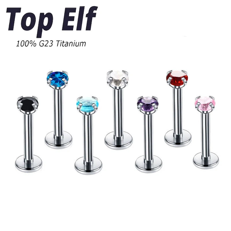 Fashion Jewelry Piercing Jewelry G23/ASTM F136 Titanium Earring Stud Threadless Ear Piercing Body Jewelry for Women