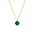 YF3451 Non Tarnish Geometric Rhombus Green Zircon Pendant Necklace 18K Gold Plated Stainless Steel Cubic Zirconia Necklace MegaBDM