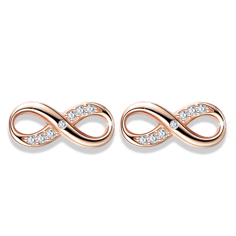2020 Trendy Minimalist 925 Sterling Silver Stud Earrings Rose Gold with Zircon for Engagement Wedding or Party Gift Idea