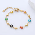 Boho Jewelry Stainless Steel 18K Gold Plated Heart Design Chain Flower Bracelet