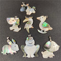 Cute Multi-Animal Abalone Shell Pendant Necklace White Shell Bunny Dog Duck Necklace With Black Leather Cord