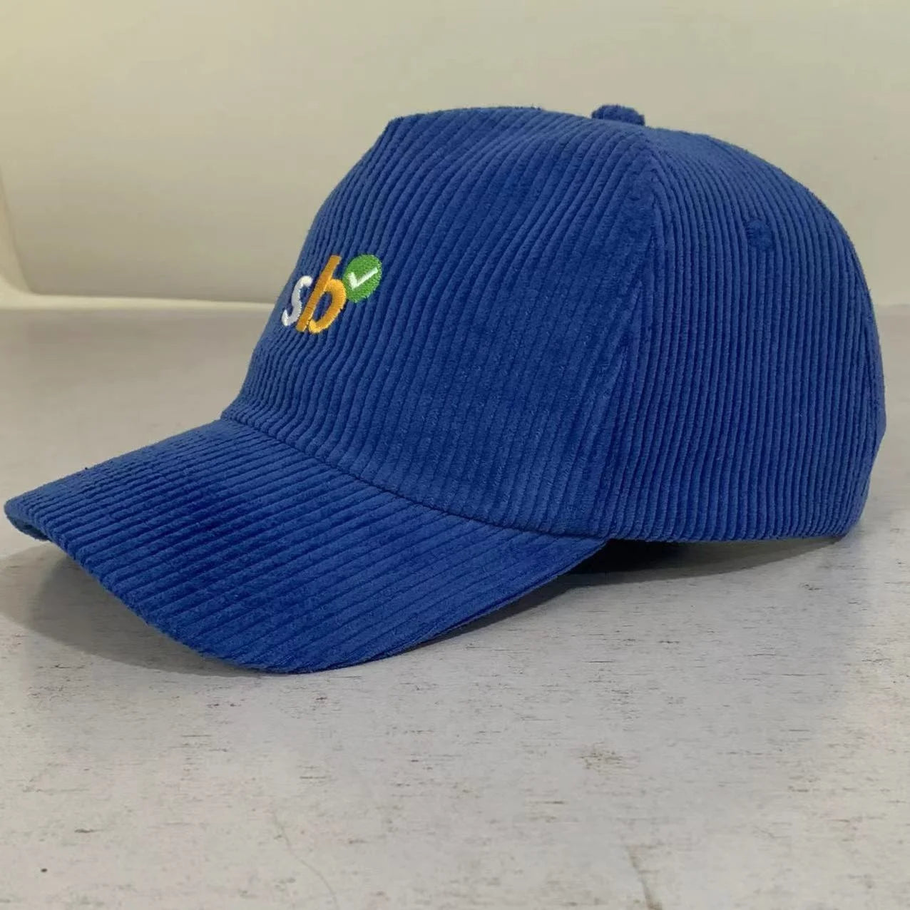 Custom 5 Panel Soft Baseball Cap with Corduroy Fabric 3D Puff Embroidery Logo Cotton Sweatband and Winter Sport Hat.