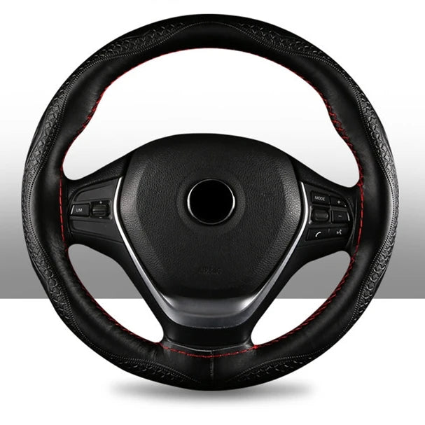 Factory Price Braid on Car Steering Wheel Cover with Needles Thread Artificial Leather 38cm Auto Car Accessories for Women Men