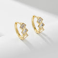 Fashion 925 Sterling Silver Earrings Geometric Rectangle square Diamond Zircon Gold Plated Hoop Earrings for Women