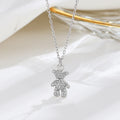 Exquisite 925 Sterling Silver Diamond Teddy Bear Pendant Luxury Lovely Bear Necklace for Women