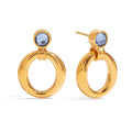 N&S Ladies' Elegant and Elegantly Trendy 18K Gold Stainless Steel Zircon Hollow Drop Earring Blue Zircon Pendant Earrings