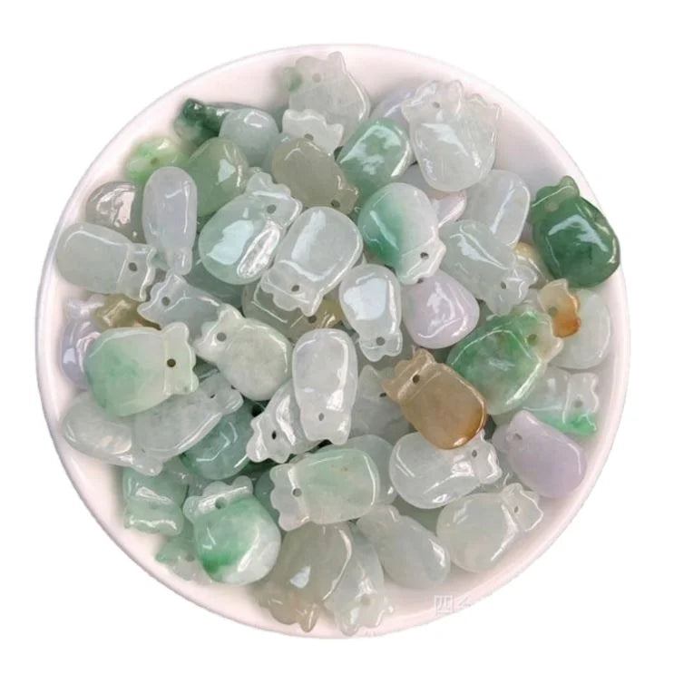 Jadeite Jade Old Pit Grade a Ice Glutinous Kind of Small Purse Ice Permeable Moist and Lovely Color Purse Diy Accessories