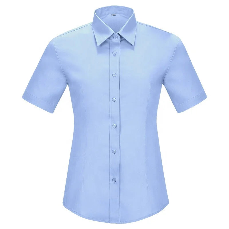 Team Digital Printed Logo Striped Summer Formal Business Class Professional Short Sleeve Easy Care Oxford Shirt