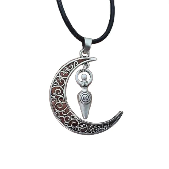 Wiccan Pagan Crescent Moon Goddess Necklace Fertility Witchy Women's Jewelry
