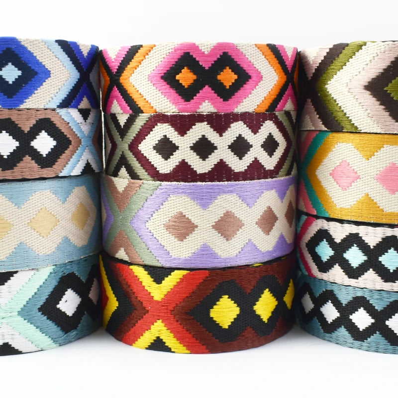 Meetee RD059 38/50mm New Jacquard Rhomb Arrow Shoulder Strap Bag Accessories Colorful Thickened Webbing