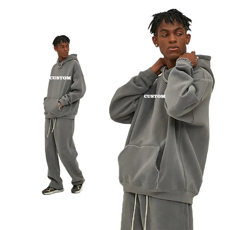 2024 Winter Oversize Men's Hoodie Breathable 350G Fleece Custom Pullover Sweatshirt Plus Size Plain Unisex Design Heavyweight