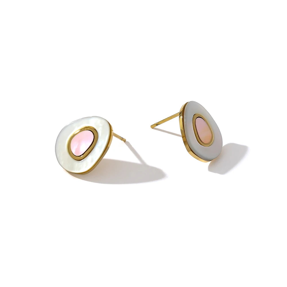 JINYOU 2162 Korean Sweet Stud Earrings Stainless Steel Natural Shell Avocado Fruit Earrings Jewelry for Women