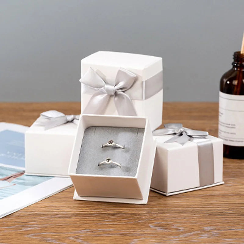 Multi-Used Jewelry Gift Box Necklace Bracelet Ring Jewelry Box White Bowknot Jewelry Box
