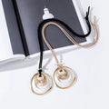 Fashion  Black Suede Two Tone Brush Finish Triple Circle Long Necklace for Women