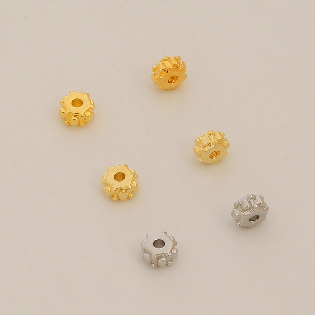 High Quality 18K Gold Plated Bracelets Flower Spacer Beads Diy Jewelry Accessories Striped Spacer Bead