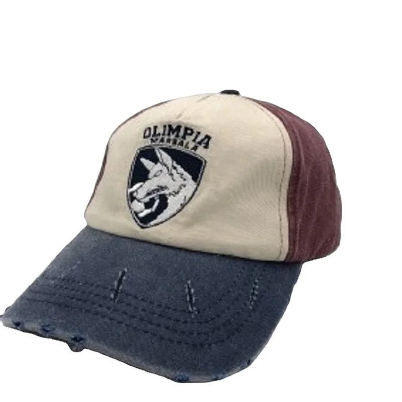 Vintage Washed Twill Cotton Dad Hat Custom Embroidered 5-Panel Two-Tone Unstructured Distressed Sporty Image Style Common