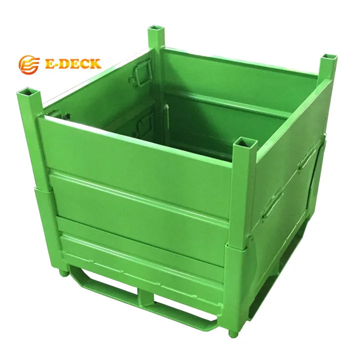 E-deck Heavy Duty Folding Stackable Steel Storage Bulk Sheet Pallet with Half Drop Front