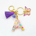 Manufacturer's Pressed Butterfly Letter Resin Keychain Plastic Keyring with Alphabet Keyring Design