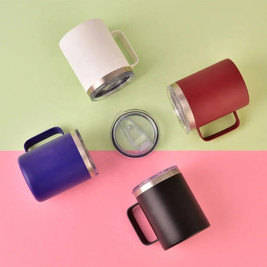 Double Wall Stainless Steel 12oz 14oz 16oz Tumbler Large Capacity Travel Coffee Water Cup With Handle
