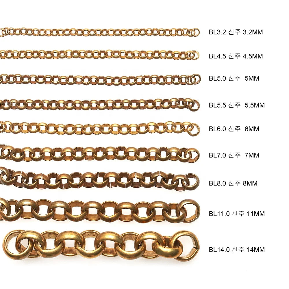 Fashion Brass BL O Style Round Necklace Chains Rolo Chain Loose Rope Link Belcher Chain for DIY Jewelry Findings Making