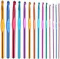 14-Piece Multicolor Aluminum Hooks Set Hand Knitting Needles Sewing Yarn DIY Craft for Embroidery Crafts Needlework Crochet Hook