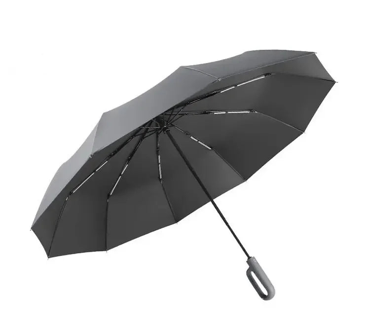 Hook Handle 3 Fold Comfortable Grip Portable Reinforced Double Ribs Windproof Sun Protection Buckle Automatic Business Gifts