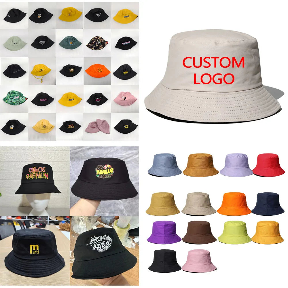 Outdoor Sport Travel Fisherman Leisure Cotton Polyester Flat Top Wide Brim Summer Cap Fashion Men Women Adults Kid Bucket Hats