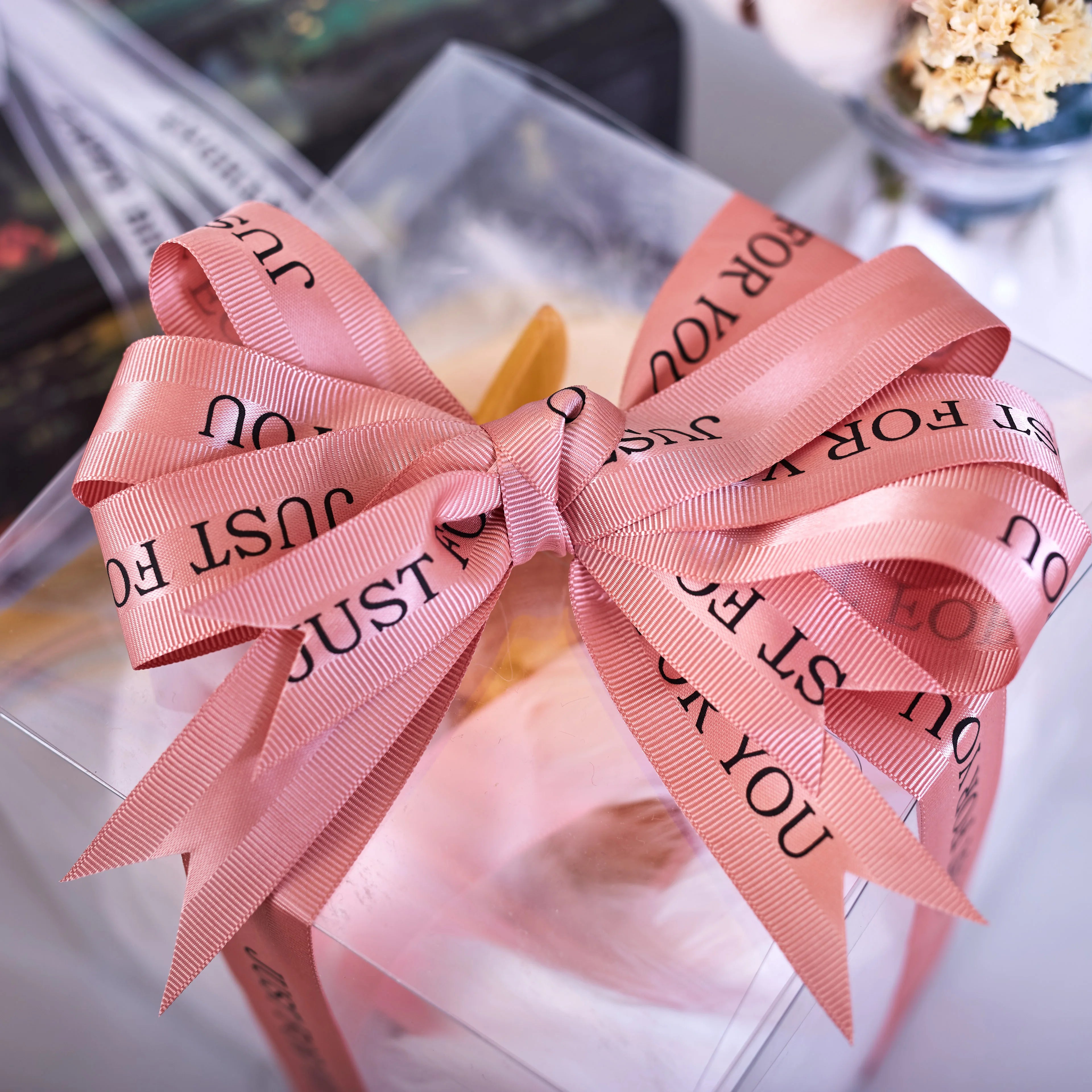 Wholesale Gift Box With Ribbon for Valentine Luxury Gift  Custom Grosgrain logo Ribbon Custom Brand Ribbon
