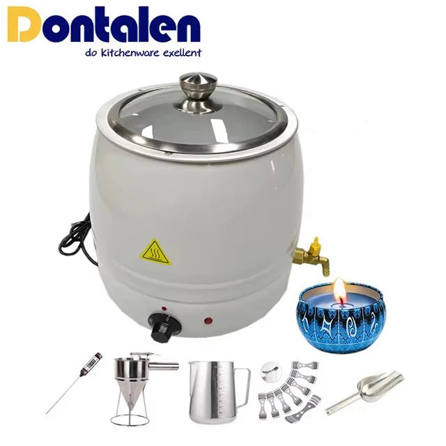 Dontalen Electric 10L Metal Wax Melting Machine with Adjustable Thermostat Boil Dry Protection 400W White