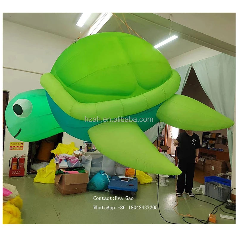 Custom Inflatable Sea Turtle Cartoon With Led Light Turtle Model Balloon for Marine Animal Themed Activity Decoration