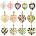 Trendy Colorful Love Heart Inlaid Shell Chips Charm PendantCute 18K Gold Jewelry Necklace Accessories DIY Making Supplies M15