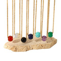 Vintage Accessories Colorful Natural Stone Beads Pendant Necklace Fashion Stainless Steel Chain Big Ball Stone Beads Necklace