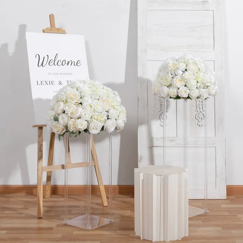 M521 Customize Artificial Flower Ball Wedding Centerpieces White Rose Silk Flower Ball for Decoration