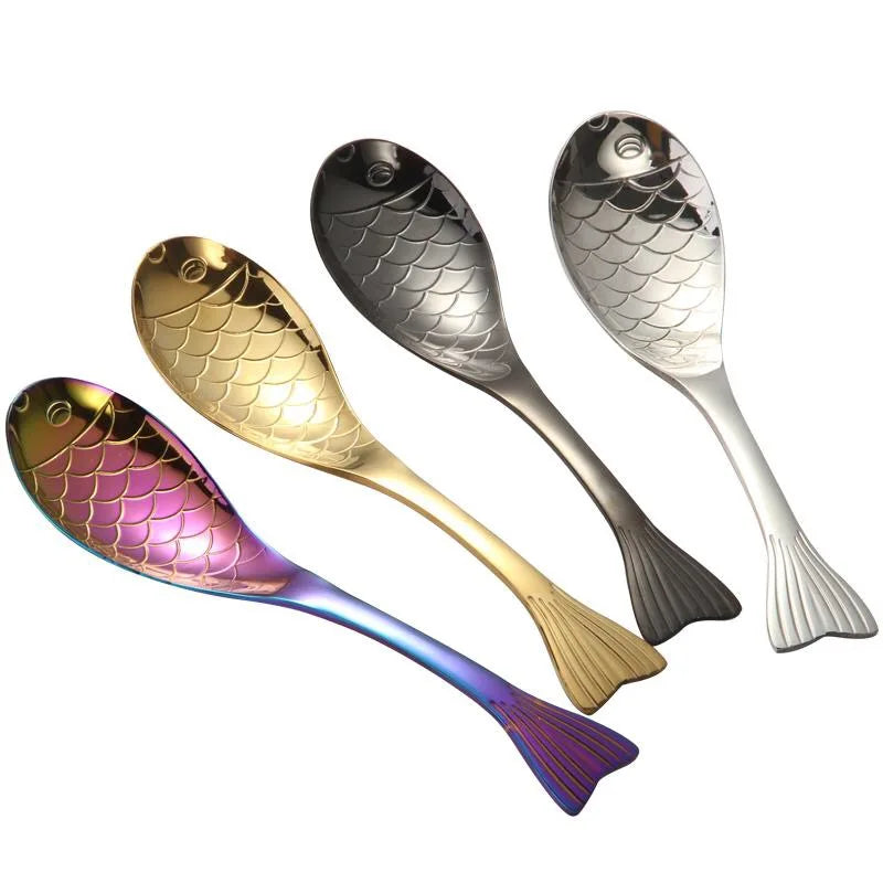 304 Stainless Steel Novelty Flatware Set Colorful Cartoon Metal Scoop Cutlery Coffee Rice Soup Ice Cream Cute Silver Spoon