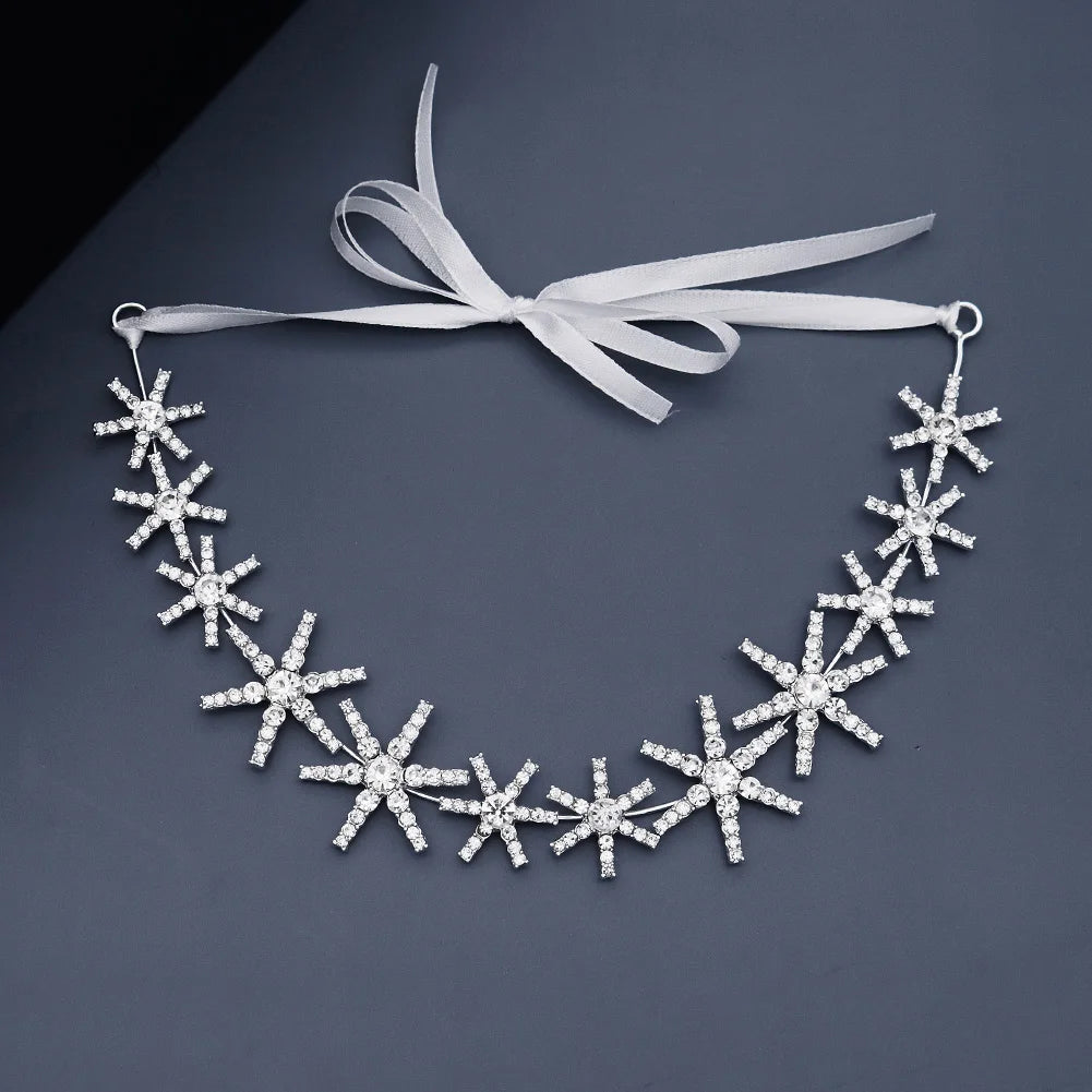 Star Shape with Ribbon Bridal Hairband Headband Bridal Diadem Hair Pieces Accessories Hairband