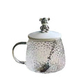 Cute Creative Glass Water Cup With Handle Office Glass Tea Cup With Lid and Spoon Heat Resistant Milk Glass Mugs
