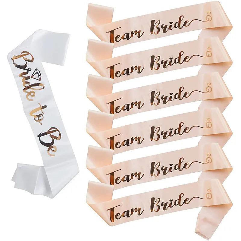 Hot Selling 1 White Bride to Be Sash and 6 Team Bride Sashes Bachelorette Party Suppliesfor Bridal Party & Wedding