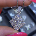CAOSHI Elegant Silver Plated Party Engagement Diamond Shiny CZ Geometric Pendant Necklace for Women