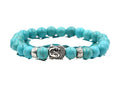 8mm Turquoise Gemstone Beads Buddhist Bracelet with Silver Buddha Head Religious Hand Chain Jewelry for Weddings and Birthdays