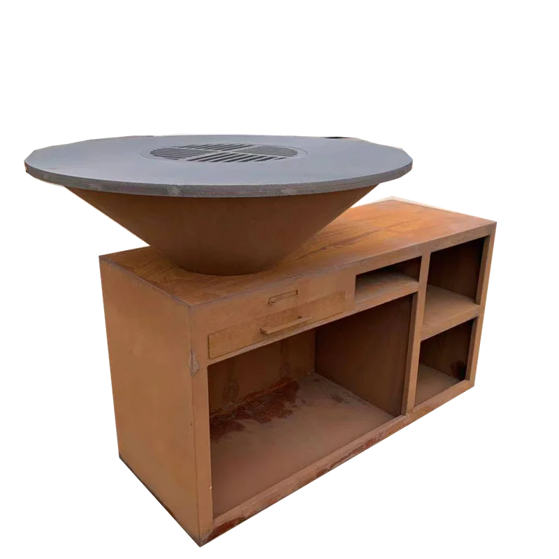 Portable Outdoor Stainless Metal Carbon Steel Corten Steel Wood/Firewood/Charcoal BBQ Grill for Family Gatherings Double-Sided