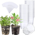 Durable Thick 4 Inches Transparent Flower Planter Transparency Nursery Pots Transplant Plastic Clear Pots for Plants with Labels