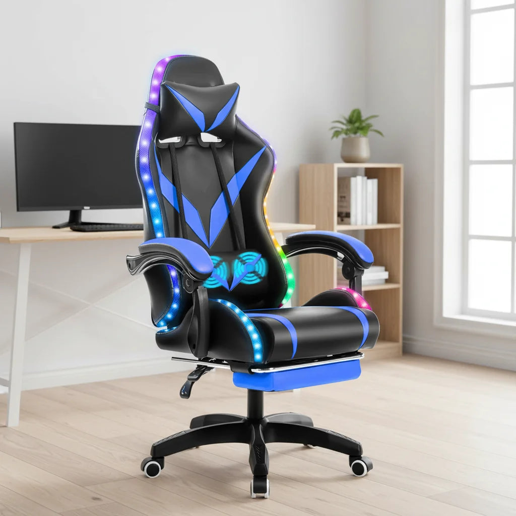 Factory Hot Sale RGB Gaming Chair for Gamer Ergonomic Computer Gaming Chair with Massage and Led Lights