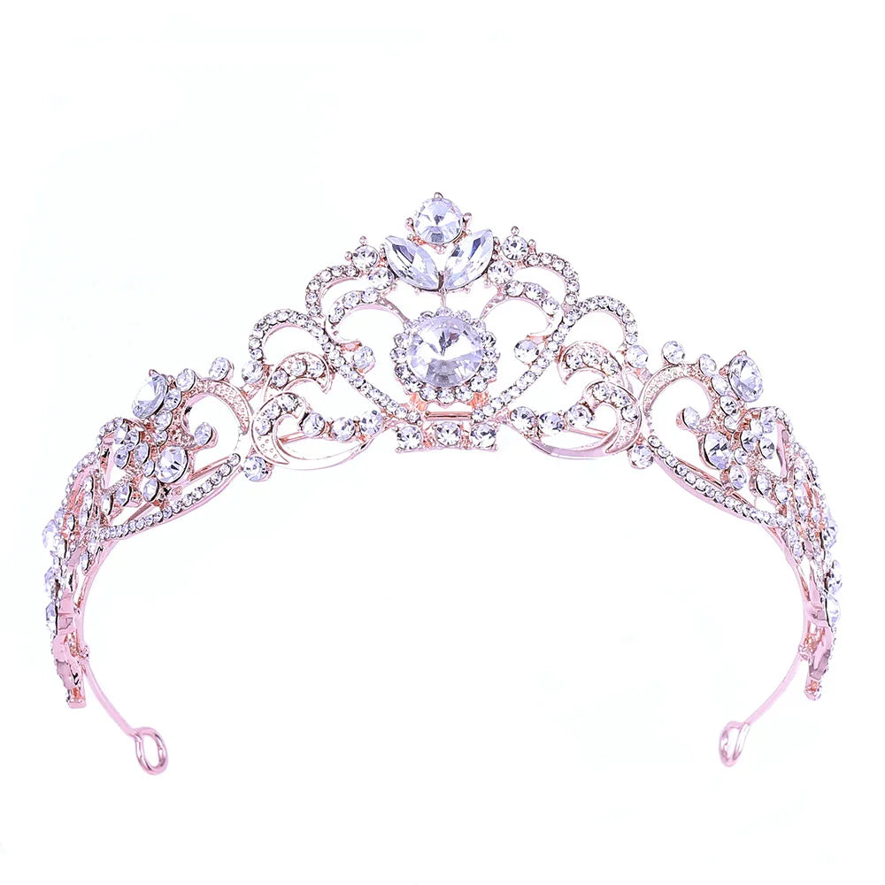 Fashion Design Rhinestone Zinc Alloy Tiara in Silver/Gold/Rose Gold Trendy Elegant Bridal & Birthday Headpiece for Women