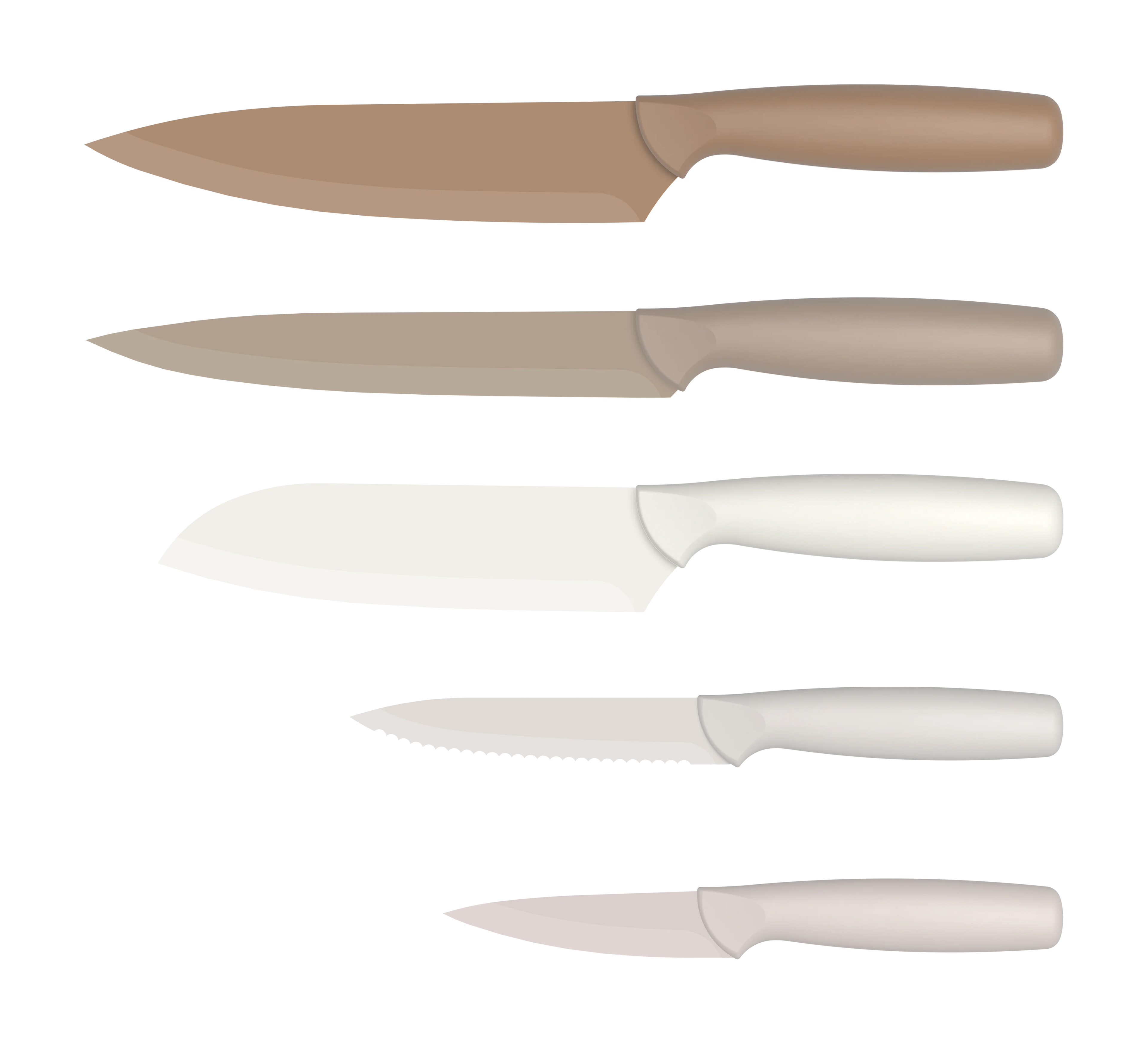 Stellar New 5-Piece Stainless Steel Chef Knife Set Non-Stick Coating Colorful PP Ambidextrous Handles Eco-Friendly 3Cr13 Blades