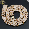 High Quality Prong Setting Cubic Zirconia Cuban Link Chain 15mm Hip Hop Necklace Men Brass Diamond Cuban Chain